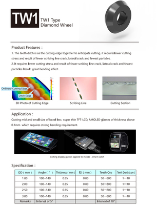 Diamentowe tarcze tnące typu TW1 TFT-LCD AMOLED Tarcza do cięcia szkła